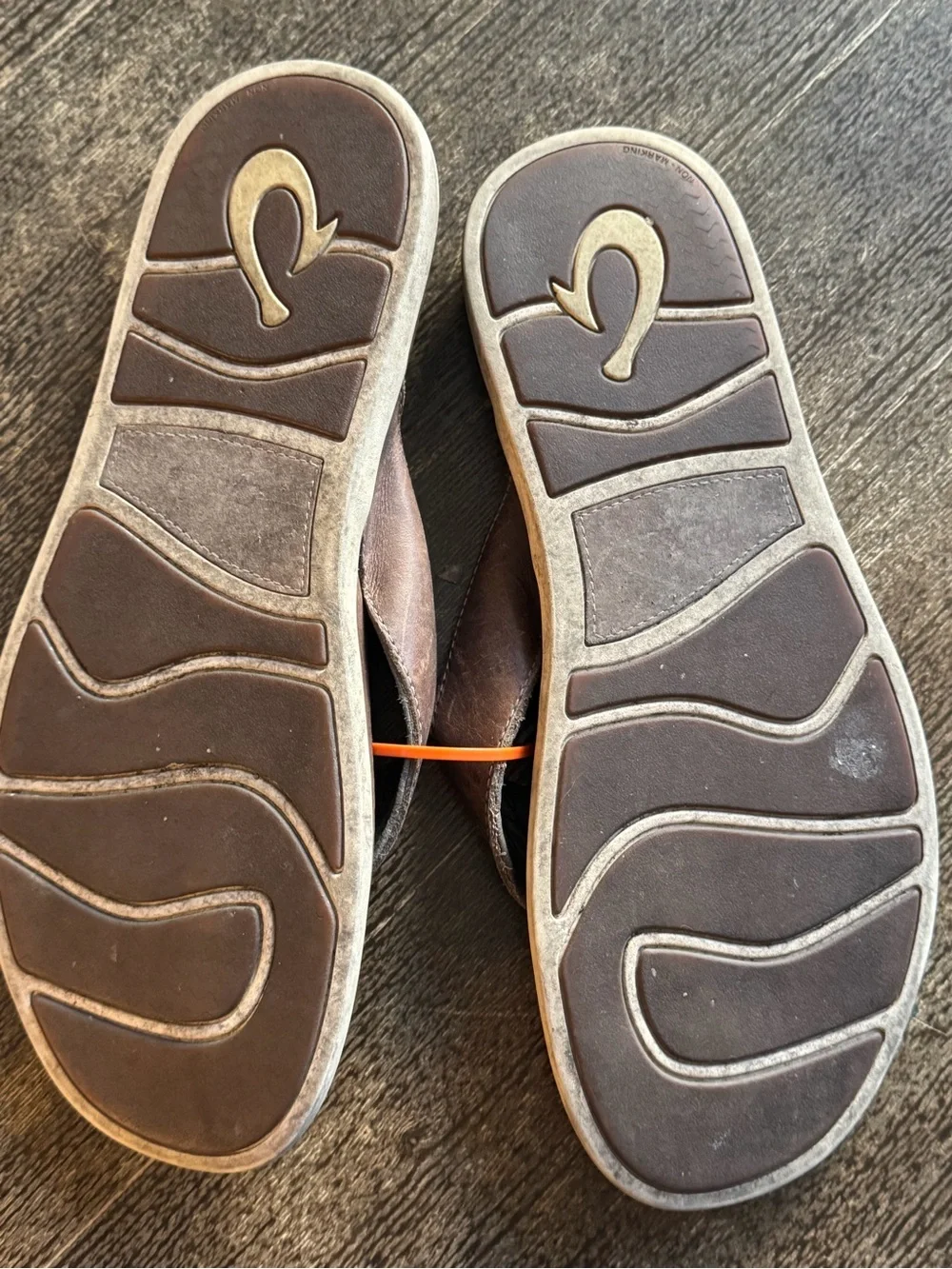 Olukai Men's Brown Leather Flip Sandals - Casual Comfort Men’s 13